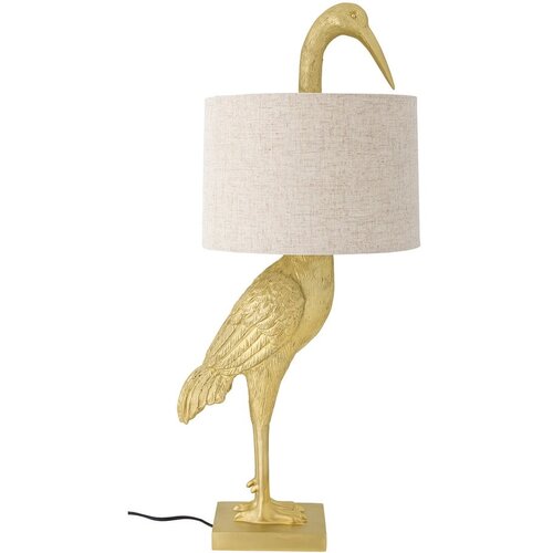 Bloomingville Namizna svetilka v zlati barvi s tekstilnim senčnikom (višina 73 cm) Heron – Cene