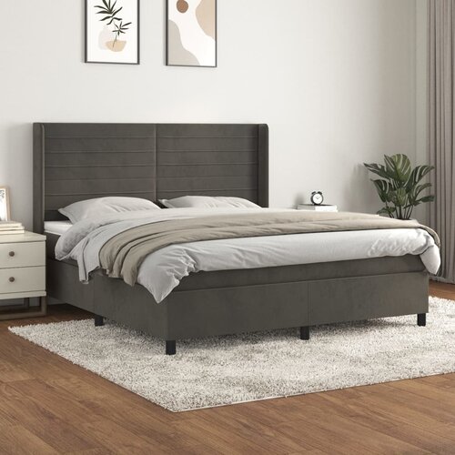  The Living Store Box spring postelja z vzmetnico temno siva 180x200 cm žamet - Box Spring Postelja, (21488565) Slike