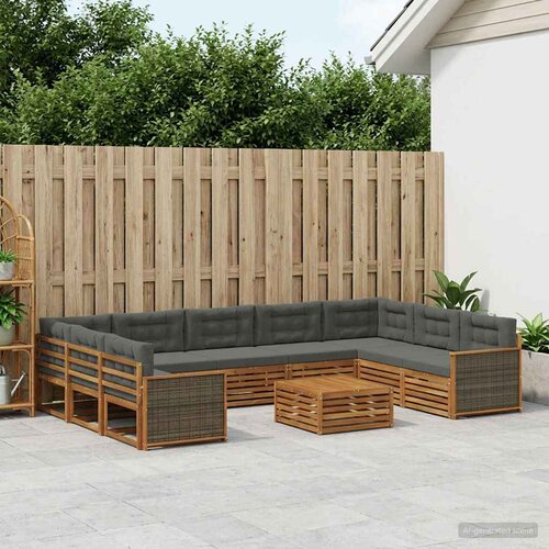  Set vanjskih sofa 10 kom. Prirodna i antracit Smeđa Cene