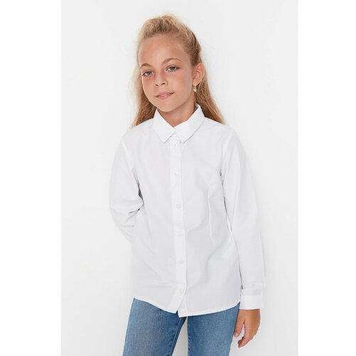 Trendyol White Regular Fit Girl Knitted Shirt Cene