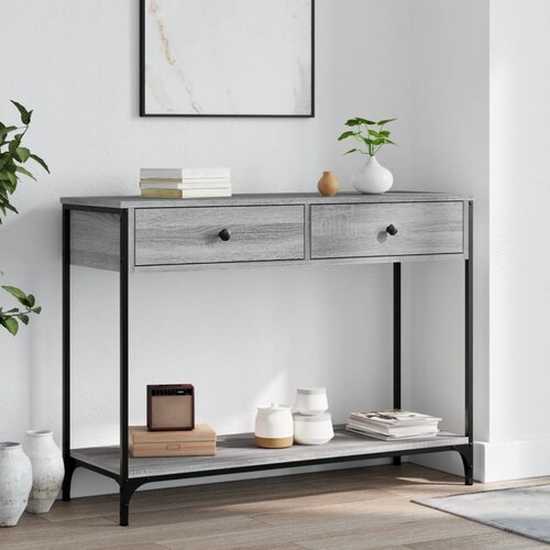 The Living Store Konzolna mizica siva sonoma 100x34,5x75 cm inženirski les - Konzolna Mizica, (21445012) Slike