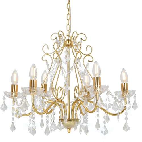  Luster s kristalnim perlama zlatni okrugli 6 x E14 Cijene