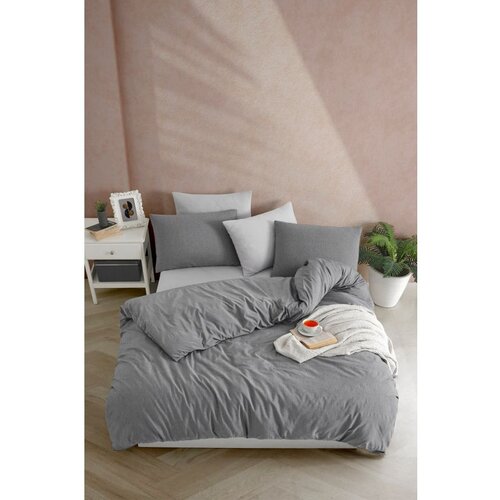  yarn dyed - anthracite anthracite single quilt cover set (de) Cene
