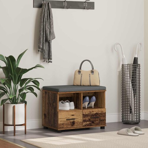  Klupa za hodnik s jastukom s policom Staro drvo 60 x 38 x 46 cm Cene