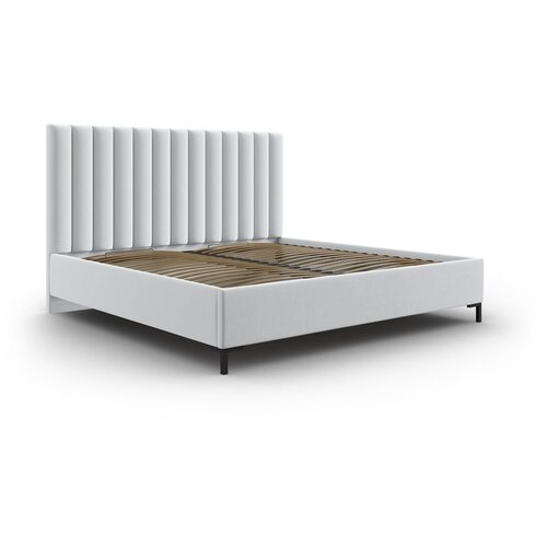 Mazzini Beds Svetlo siva oblazinjena zakonska postelja s prostorom za shranjevanje z letvenim dnom 180x200 cm Casey – Cene