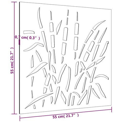  Vrtni zidni ukras 55 x 55 cm čelik COR-TEN s uzorkom trave Slike