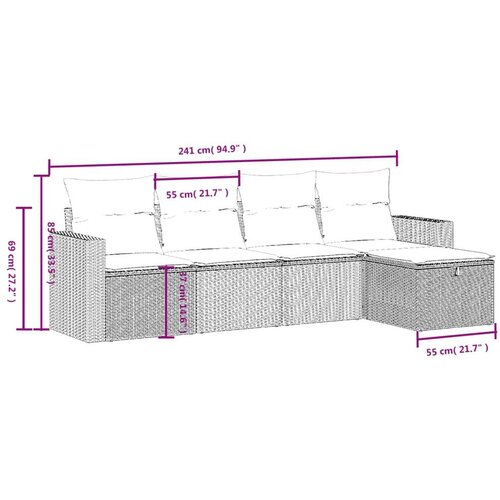 VidaXL 5-dijelni vrtni set sofa s jastucima bež od poliratana Slike