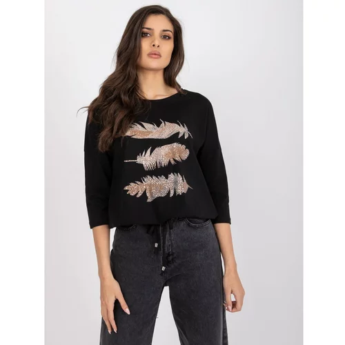Fashion Hunters Black cotton blouse with Anisa application