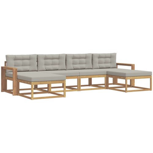  Set vanjskih sofa 6 kom. Bijela i svjetlosiva Smeđa 337 x 162,5 x 73 cm Slike
