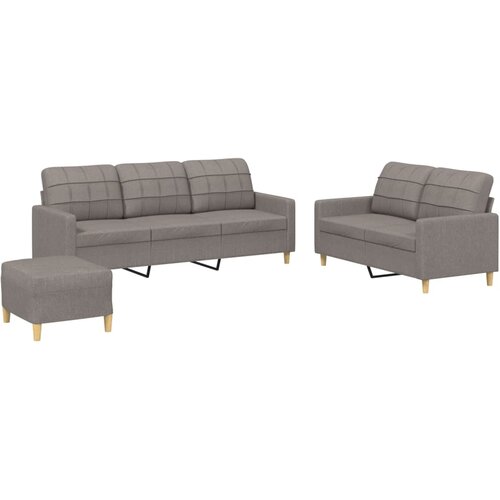  3-dijelni set sofa s jastucima smeđesivi od tkanine Slike