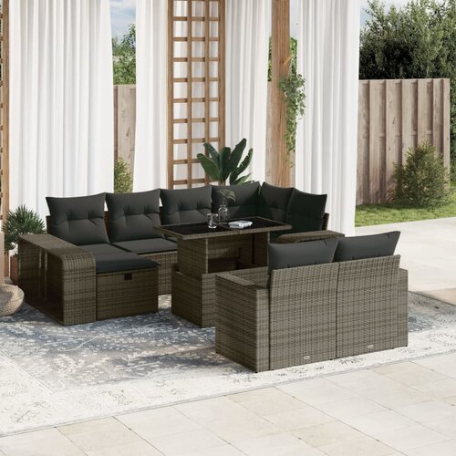 VidaXL 11-dijelni set vrtnih sofa od poliratana s jastucima sivi Slike