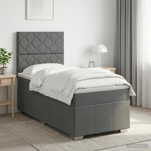  Boxspring krevet s madracem Tamnosiva 90 x 200 cm Tkanina - Tamnosiva 90 x 200 cm Dizajn s rombovima Slike