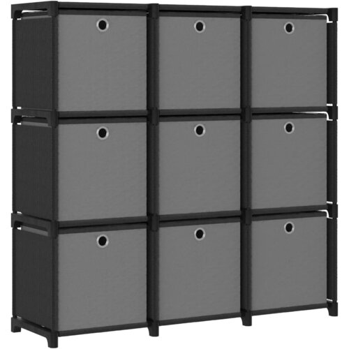 vidaXL regal z 9 škatlami črn 103x30x107,5 cm blago Cene