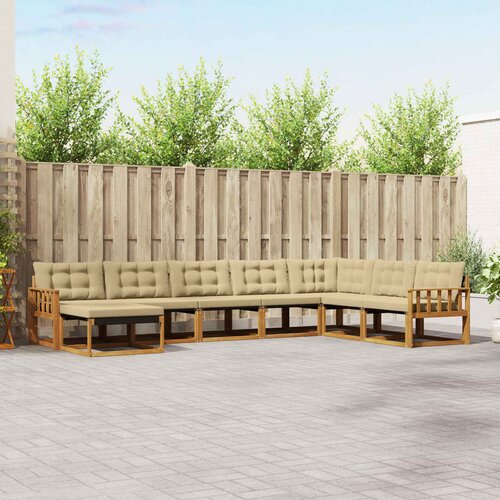  Set vanjskih sofa 8 kom. Prirodna i bež Čvrsto drvo akacije Cene