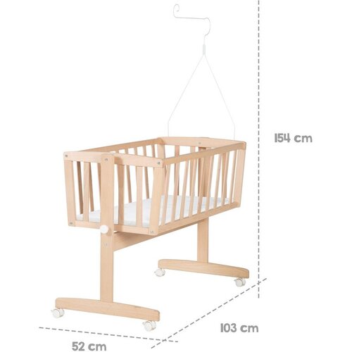 Roba Kolijevka od masivne bukve na kotačićima/s baldihanom 40x90 cm u prirodnoj boji &amp;ndash; Slike