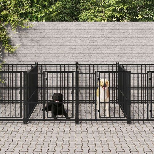  Zunanji pasji boks jeklo 7,51 m&sup2; - - črna - 85 - 388 x 193.5 x 100 cm - Cene