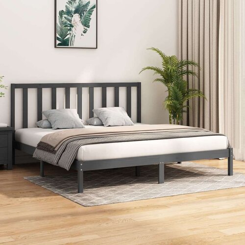  Posteljni okvir siv iz trdne borovine 200x200 cm, (20643537) Slike