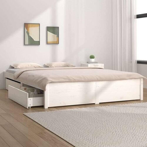  Posteljni okvir s predali bel 150x200 cm 5FT, (20646456) Slike