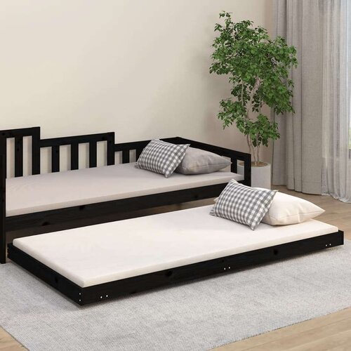  Posteljni okvir črn 100x200 cm trdna borovina, (20724651) Slike