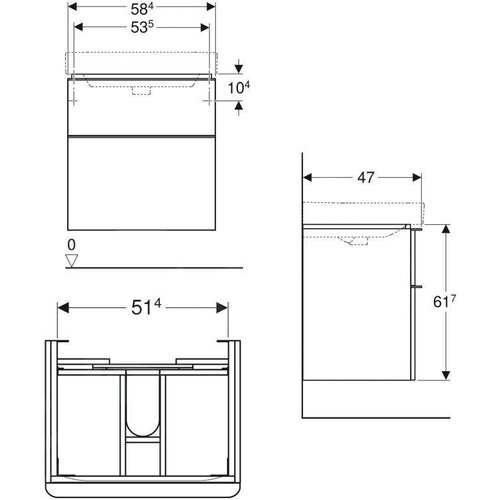 Geberit 500.352.JK.1 - Kupatilski ormarić ispod umivaonika Smyle Square 61,7x58,4 cm antracit Slike