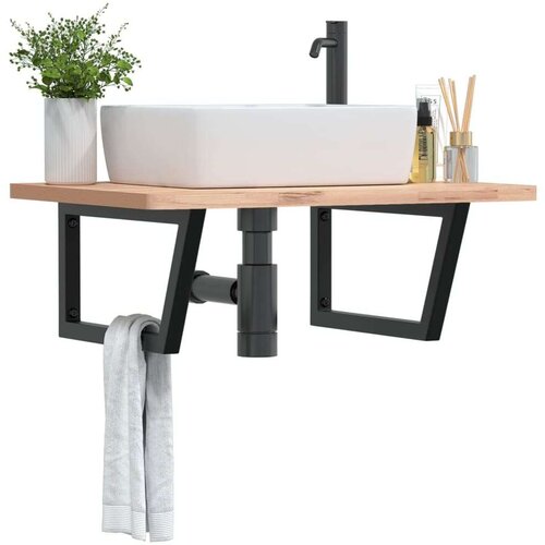  Nosači polica za Lavabo - Umivaonik 2 kom crni trapezni čelični Slike