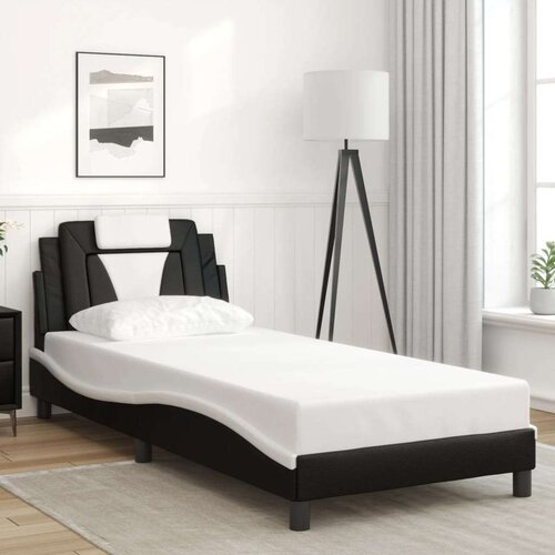  Okvir kreveta s LED svjetlima crno-bijeli 80x200cm umjetna koža Slike