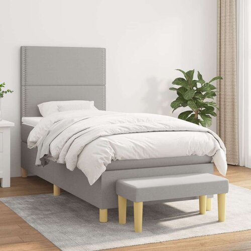  Box spring postelja z vzmetnico svetlo siv 100x200 cm blago, (20723779) Cene