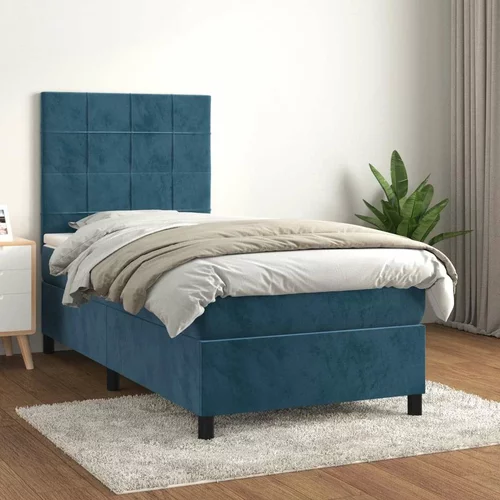 Box spring postelja z vzmetnico temno modra 80x200 cm žamet, (20901127)