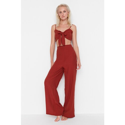 Trendyol Brown Lacing Detailed Blouse-Pants Set Slike