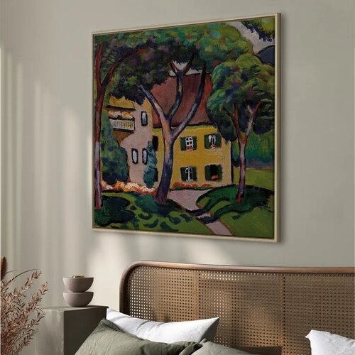  Slika - August Macke &amp;ndash; Staudacherhaus in Tegernsee 60x60 U prirodnom drvenom okviru Slike
