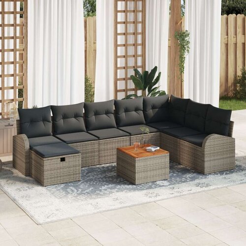  9-komadni vrtni sofa set s jastučićima siva Poli ratan Cijene