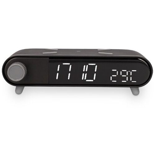 Ksix Retro alarm/budilica, bežični punjač, mjerač temperature, crni Slike