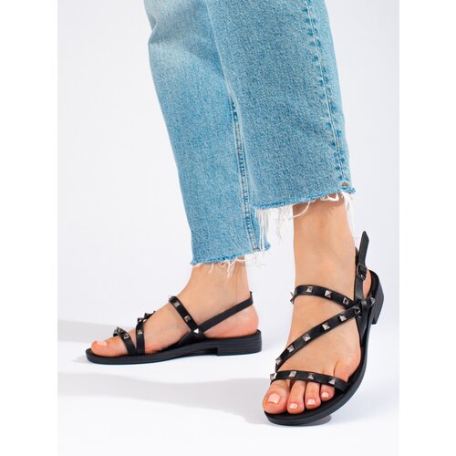 W. POTOCKI Black Roman sandals with studs Potocki Cene