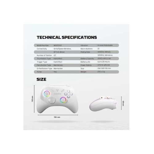 Fantech Joypad wireless WGP15V2 EOS PRO II multiplatform RGB sivi Slike