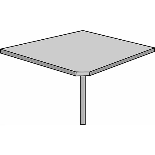 eurokraft pro STATUS - Povezovalna miza, 90°, z oporno nogo, svetlo siva