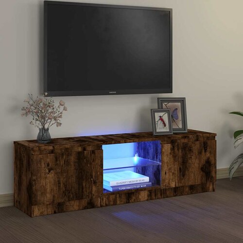 TV ormarić s LED svjetlima boja dimljenog hrasta 120x30x36 cm Cene