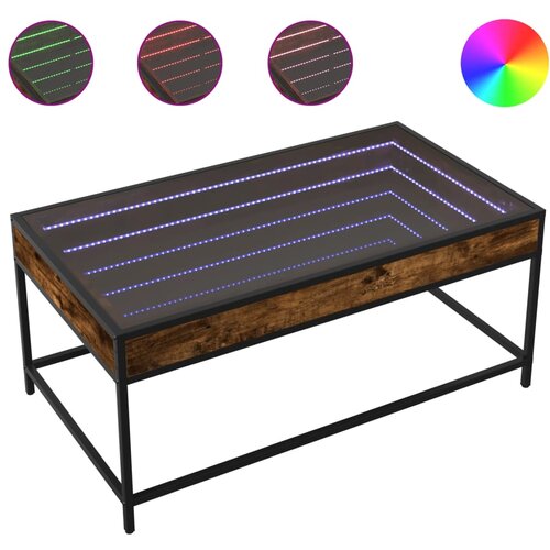 VidaXL Klubska mizica z neskončnimi LED dimljen hrast 90x50x41 cm, (21323684) Slike