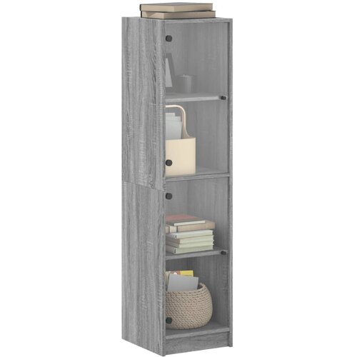  Visoka komoda sa staklenim vratima boja hrasta 35 x 37 x 142 cm Slike