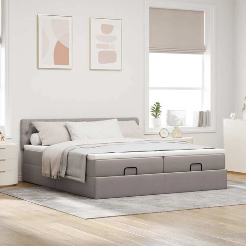  Ottoman krevet s madracima, taupe 160x200 cm, tkanina Slike