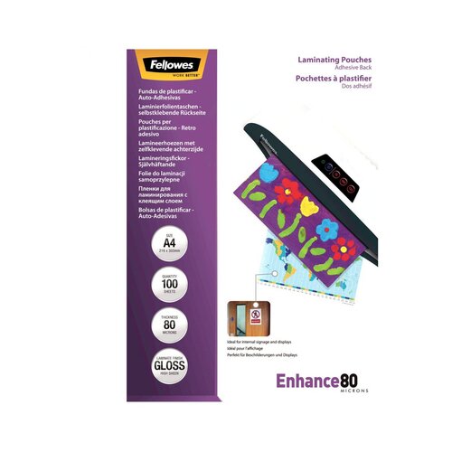 Fellowes Samolepljiva folija za plastifikaciju A4 80 mic 5302202 providna Slike