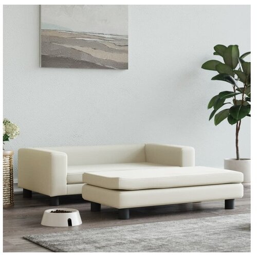 VidaXL Krevet za pse s produžetkom krem 100 x 50 x 30 cm bar&amp;scaron;unasti Slike