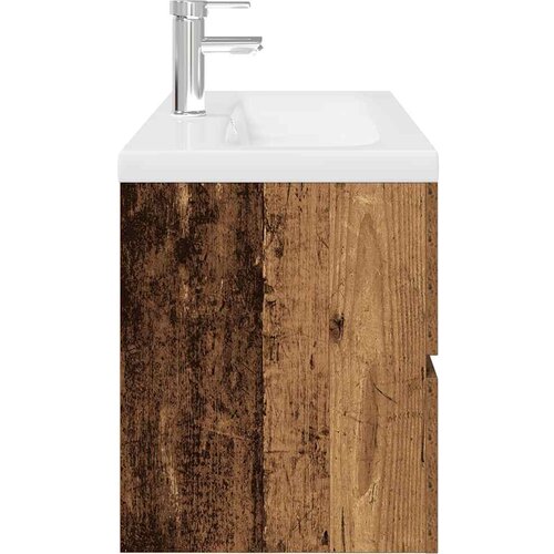  Ormarić za sudoper ugradbenim umivaonikom i slavinom Staro drvo Smeđa 100 x 38.5 x 45 cm Slike