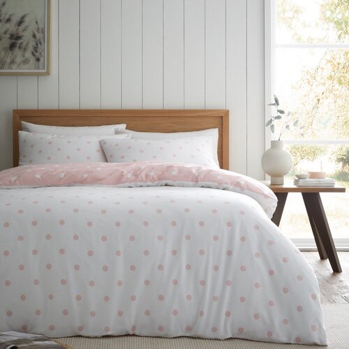 Catherine Lansfield Bela/rožnata enojna flanelna posteljnina 135x200 cm Polka Dot &amp;ndash; Slike