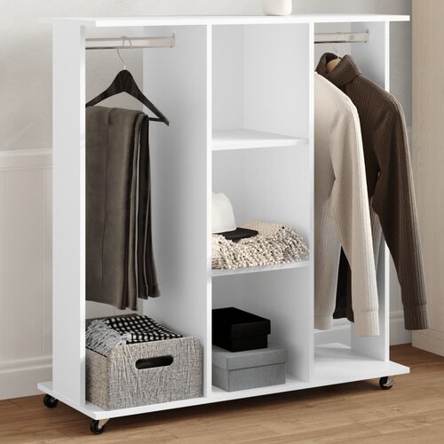 vidaXL Garderobna omara s koleščki bela 102x38x110 cm inženirski les Cene