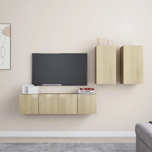 vidaXL 4-dijelni set TV ormarića boja hrasta sonome od iverice Cijene