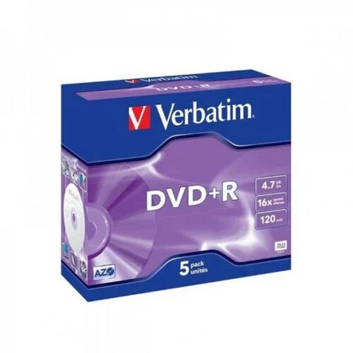 Verbatim DVD+R 4.7GB 16X 43497 JAWEL CASE AZO MATT SILVER 1/5 Slike