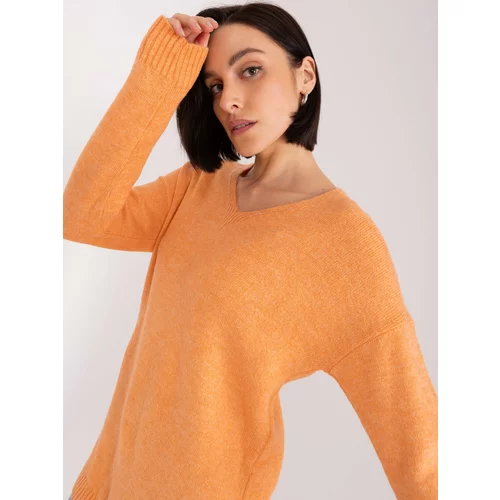 Fashion Hunters Light orange women's oversized sweater with long sleeves RUE PARIS