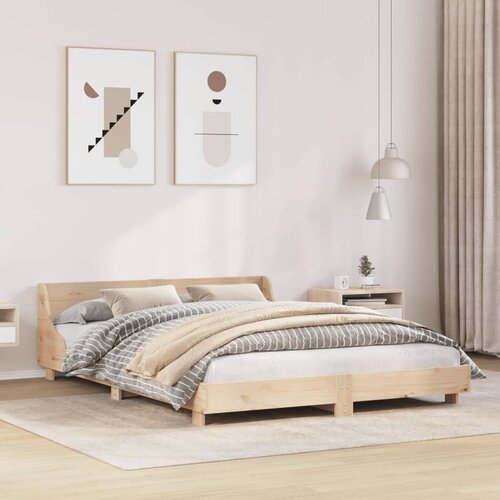  The Living Store Posteljni okvir brez vzmetnice 140x190 cm trdna borovina - Posteljni Okvir, (21458097) Slike