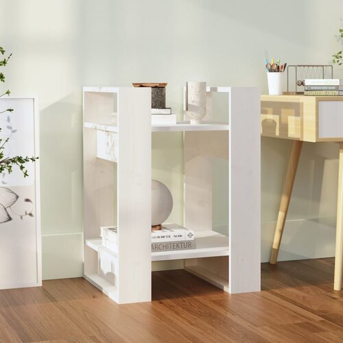  The Living Store Knjižna omara/pregrada bela 41x35x57 cm trdna borovina - Knjižna Omara, (21431515) Cene