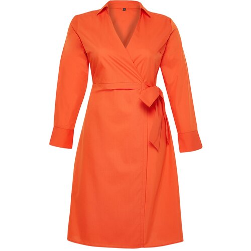 Trendyol Curve Orange Double Breasted Woven Dress Slike